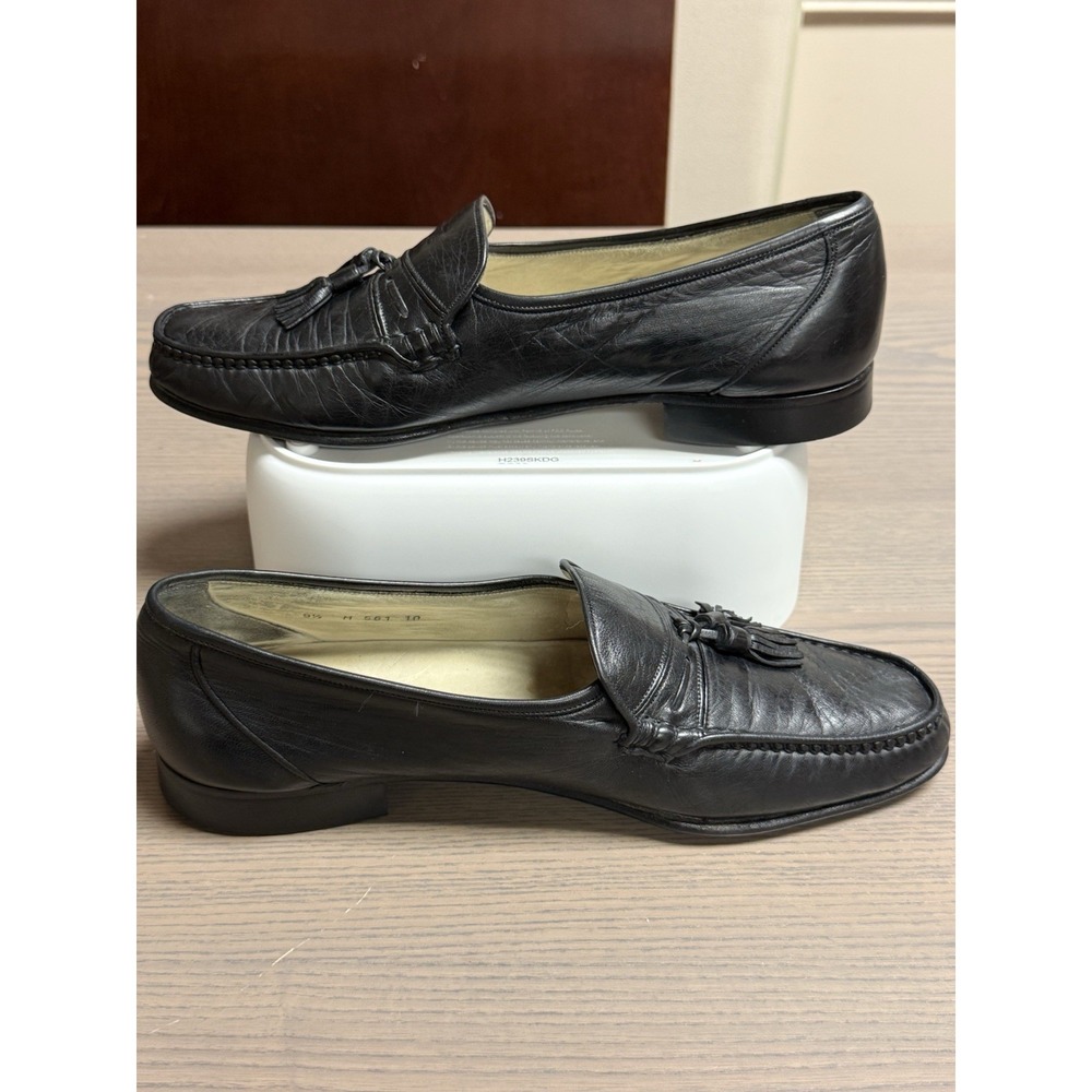 Bally Logan Switzerland Mens Black Leather Tassel Fringe Loafers 9.5 M 561 10
